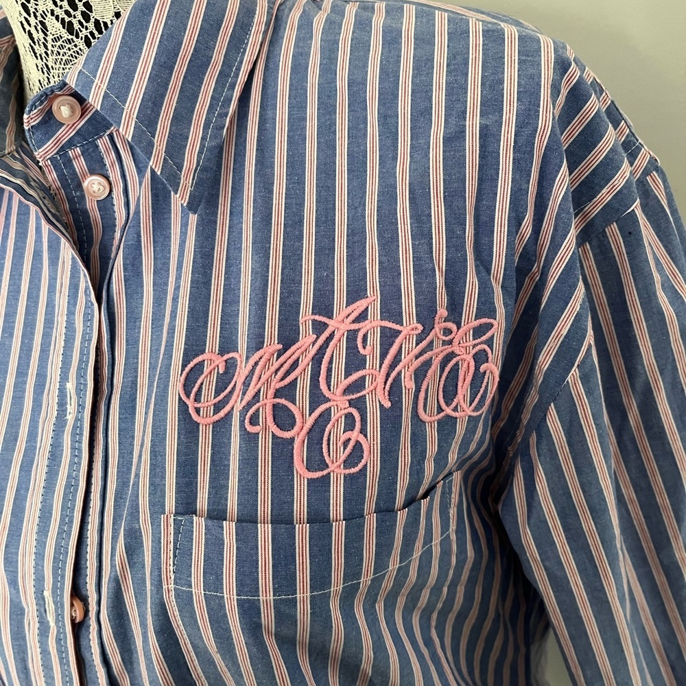 Maeve Blue & Pink Striped Button-Down Shirt - Picture 6 of 11
